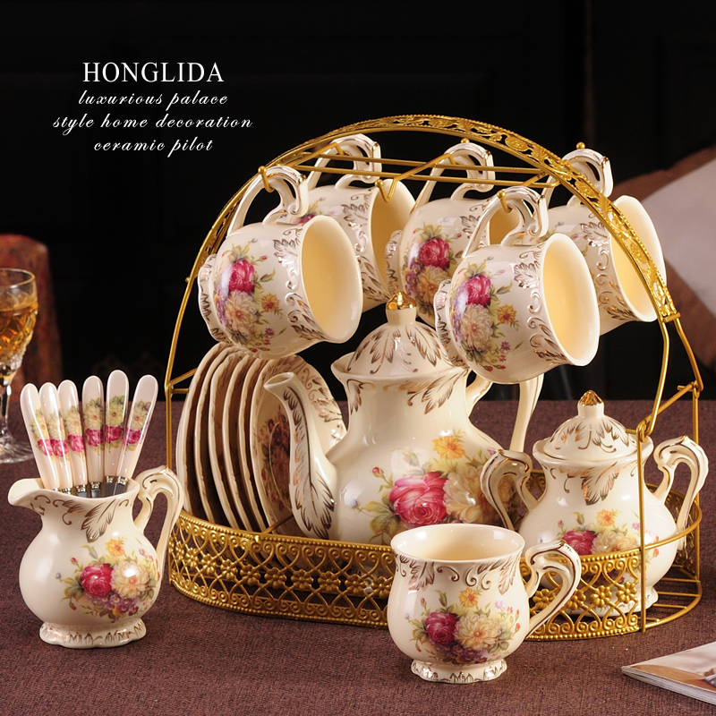 花茶茶具套装家用简约欧式陶瓷蜡烛加热泡煮水果茶茶壶下午茶茶杯