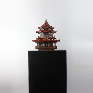 新中式古建筑八角凉亭艺术品雕塑台客厅书房办公桌软装饰品摆件
