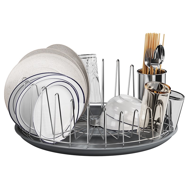 圆形304不锈钢厨房碗碟架沥水架台面置物架晾碗架碗筷碗盘收纳架