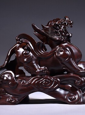 黑檀木雕貔貅摆件一对大号家居办公室摆设摆设实木家居饰品工艺品