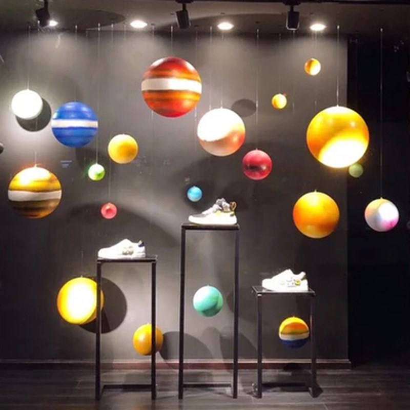 珠宝店空中吊饰走廊室内挂饰星空主题天花板吊顶美陈装饰星球挂饰