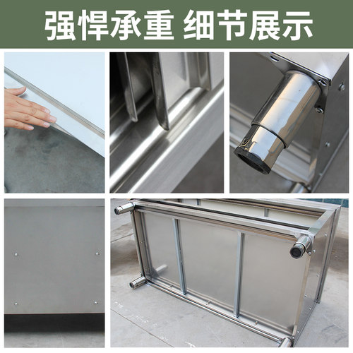 不锈钢工作台厨房操作台面储物柜切菜桌子带拉门案板商用烘焙