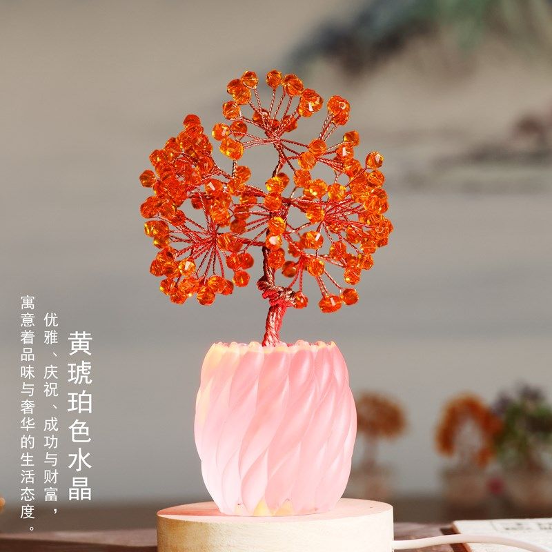 水晶摇钱树摆件招财发财家居客厅玄关酒柜办公桌饰品乔迁新居礼品