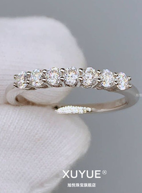 18K白金莫桑石戒指七公主女不掉色高档婚戒情侣首饰钻戒送女友