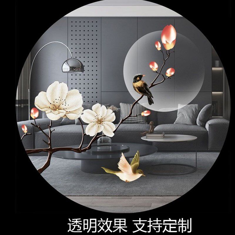 艺术玻璃定制入户玄关客厅屏风隔断钢化磨砂透光彩绘餐桌圆形弧形