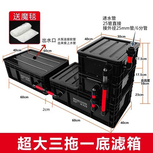 工业风底滤鱼缸周转箱虹吸免打孔溪流缸下过滤滴流盒水族箱改底滤