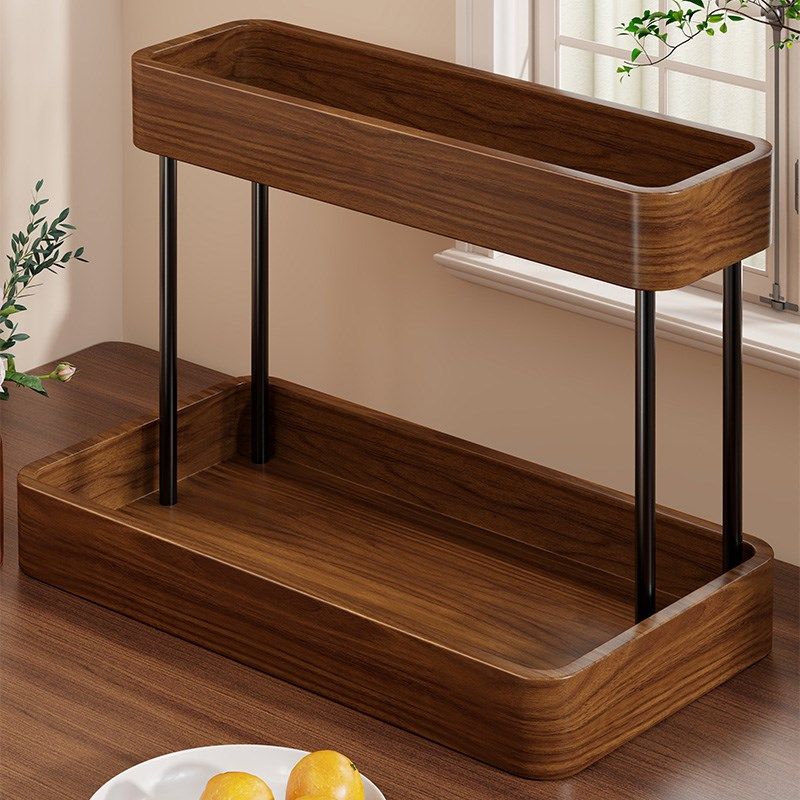 实木杯子收纳置物架浴室厨房架多层加高托盘水杯咖啡杯调料收纳架