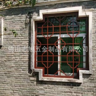 铝质仿古窗花园林庭院花格外墙装饰古建筑窗花宋式屏W风仿木纹窗