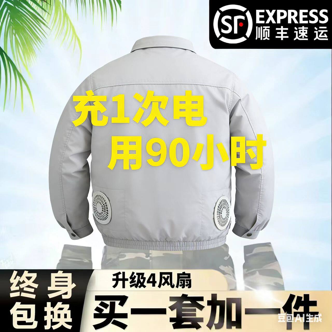 防暑夏季带风扇的工作服男女工人工地降温空调服男款制冷劳保衣服