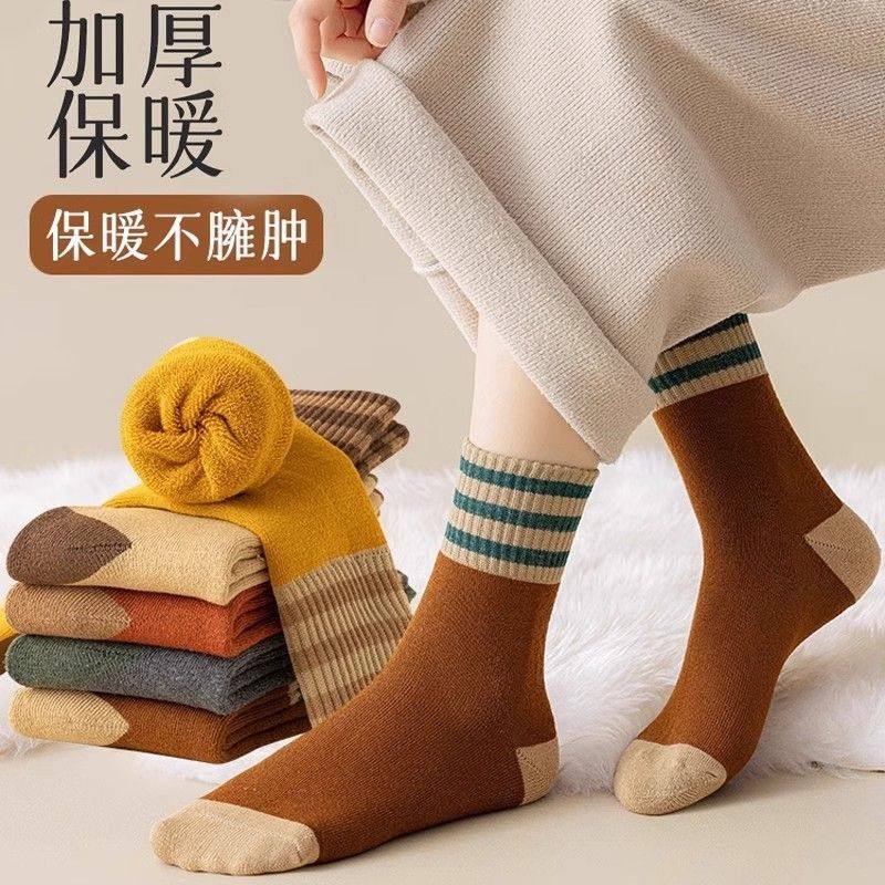 中筒袜仿羊毛加绒毛绒保暖加厚袜