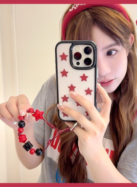 【韩系ins】红色波点五角星适用于苹果17新款手机壳iphone17promax圆边太空壳17气囊17pro防摔16prom保护套