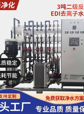 3吨二级反渗透设备 EDI去离子水设备工厂企业直饮水商用净水设备