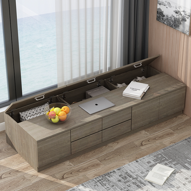 实木抽屉飘窗柜窗台地柜矮柜可坐卧D室收纳柜子自由组合阳台储物