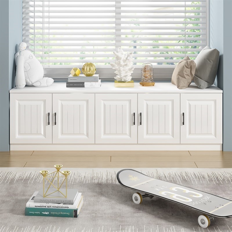 新疆包邮储物柜定制窗边落地柜子窗台置物飘窗柜定制.可坐落地窗