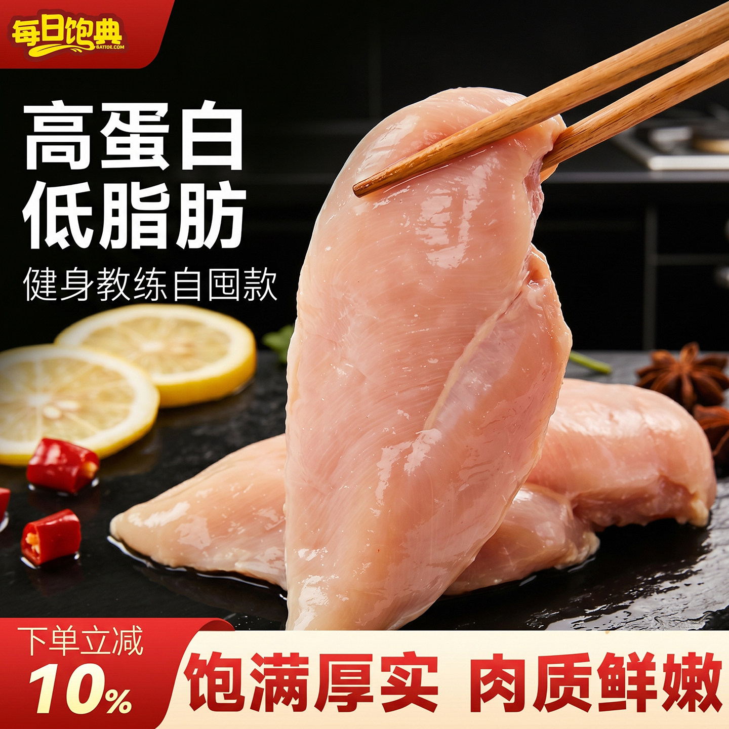 每日饱典鸡胸肉减脂减肥餐低脂肪鸡小胸无抗冷冻生鲜健身代餐批发