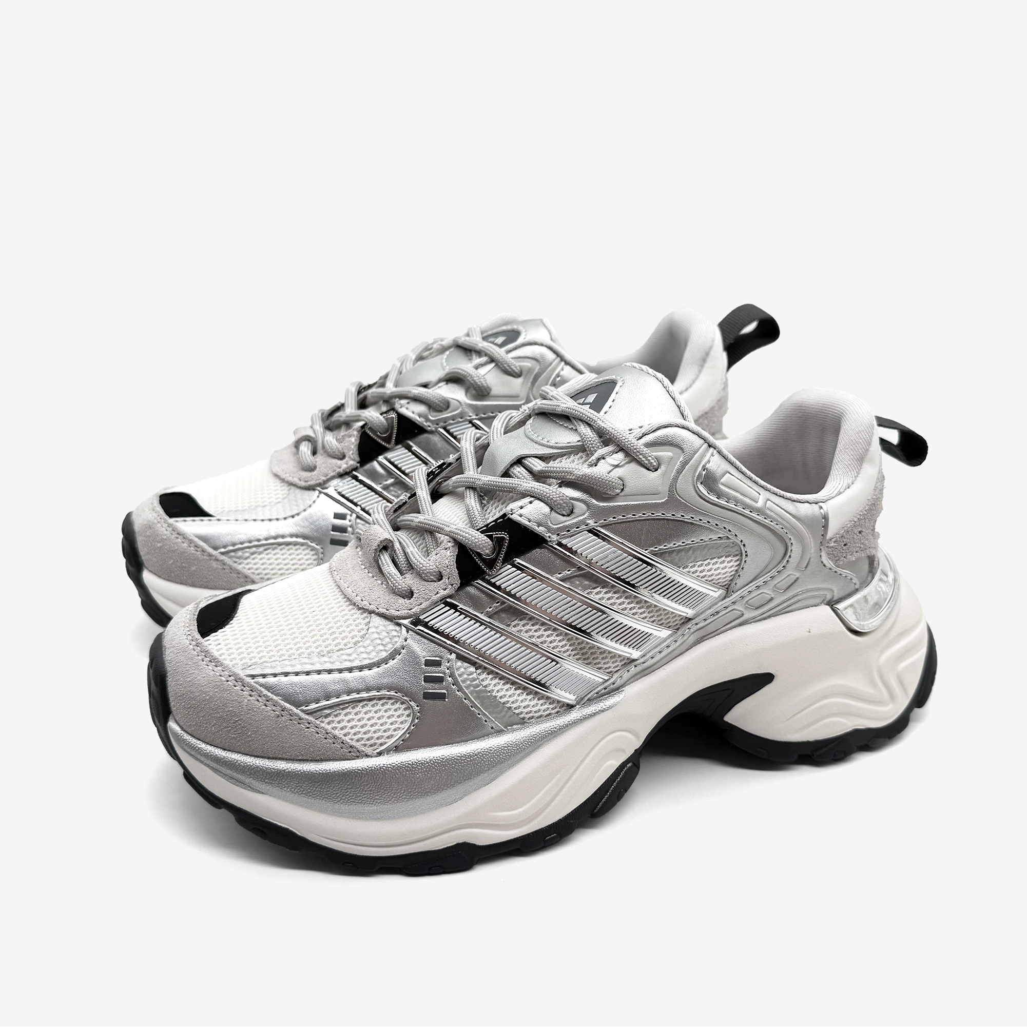 男女复古厚底增高三条杠户外徒步耐磨老爹鞋