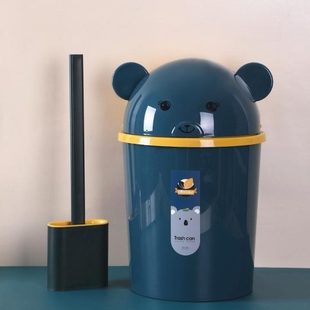 个性 卡通卫生间新款 带盖垃圾桶家用创意可爱有盖厕所翻盖客厅轻奢