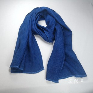 贵州蜡染围巾定制纯p色新款提花加厚传统靛蓝植物染草木染包邮