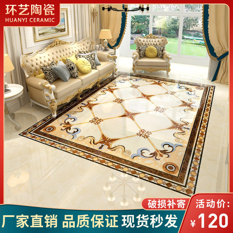 客厅拼花瓷砖800X800 欧式耐磨微晶石K地砖拼花走廊过道玄关抛晶