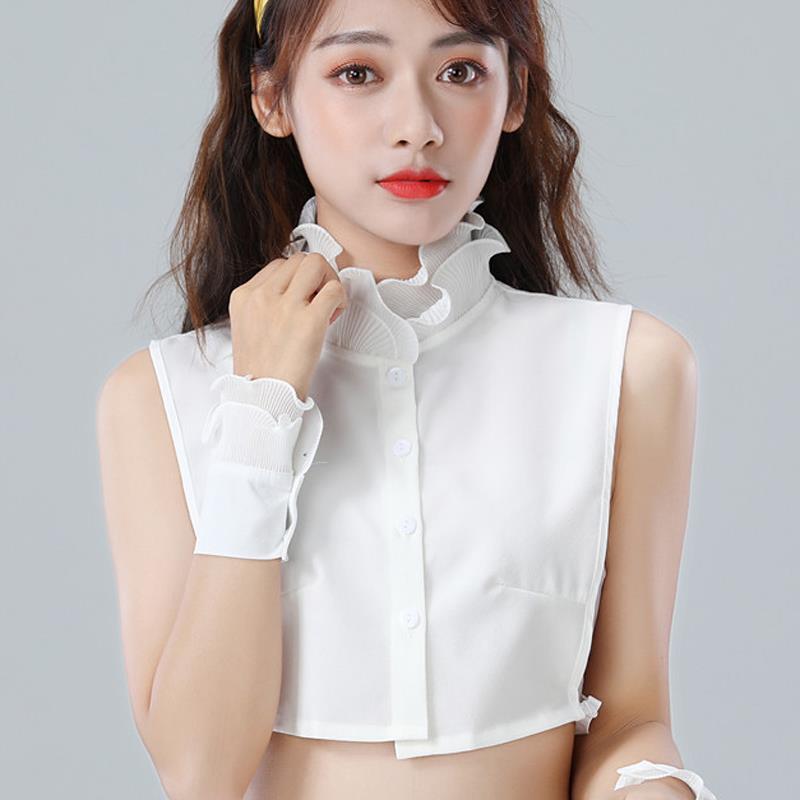 衬衣领配饰假领h雪纺褶皱木耳边衬衫假领子女百搭假领春夏季配毛