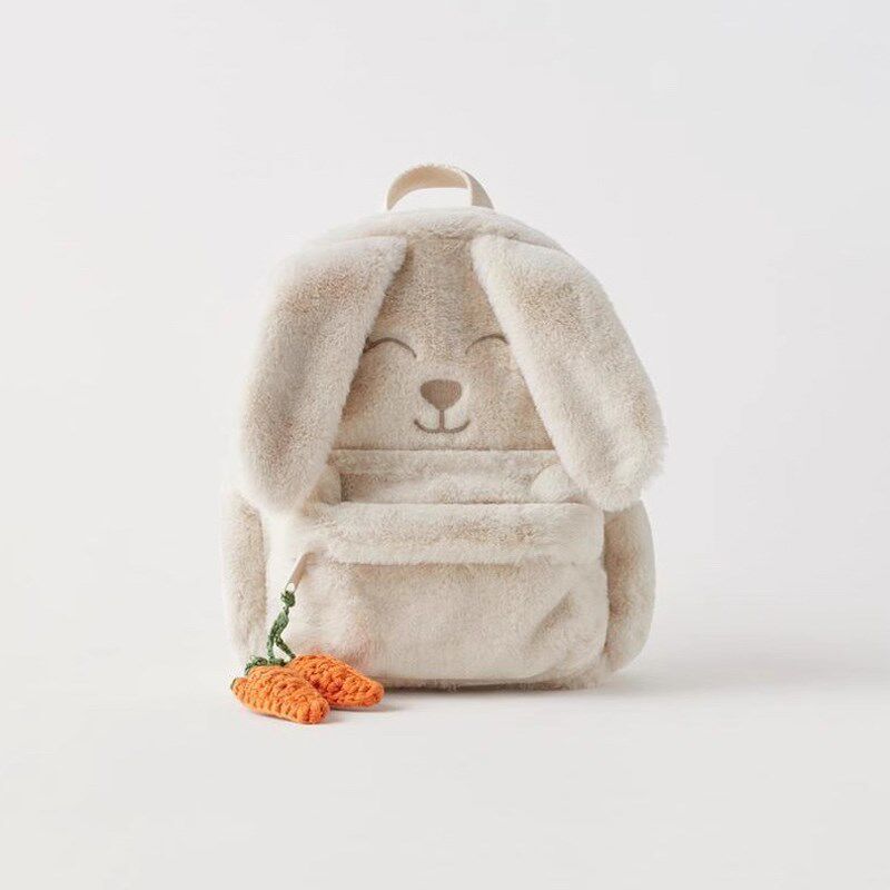 毛绒长耳兔双肩背包 2025新款可爱超萌幼儿园儿童包 动物形小书包