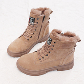 2024冬季 保暖雪地 女款 马丁j靴厚底短靴网红女鞋 短筒靴子加绒棉鞋