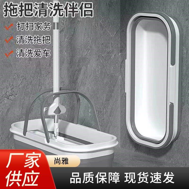 平板拖把 免手洗推拉挤水拖把家用便携式折叠方形桶懒人拖把套装