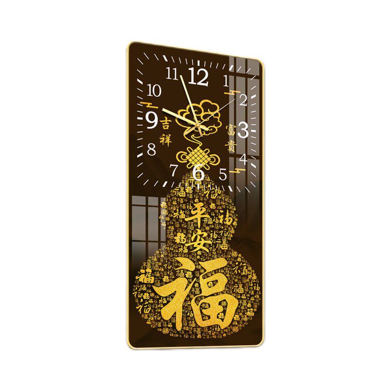 客厅长方形时尚钟表洋派福字走廊墙上客厅挂钟走廊家用时钟挂墙