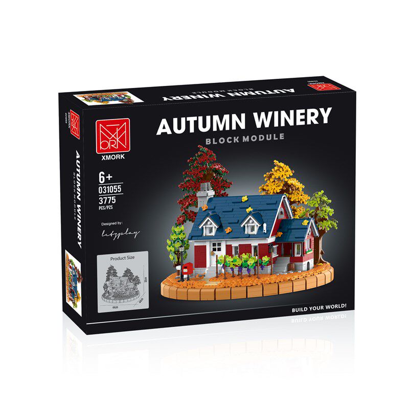 中国积木模客建筑灯光版葡萄酒庄大型高难度拼装玩具031055