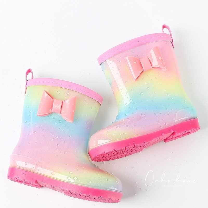 新款韩国ins儿童男k女款防水雨靴防滑加厚耐磨小孩幼儿轻便高筒水