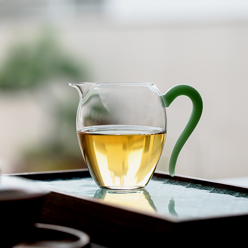 加厚透明玻璃公道杯带o把家用耐热防烫茶海公平杯功夫茶具分茶匀