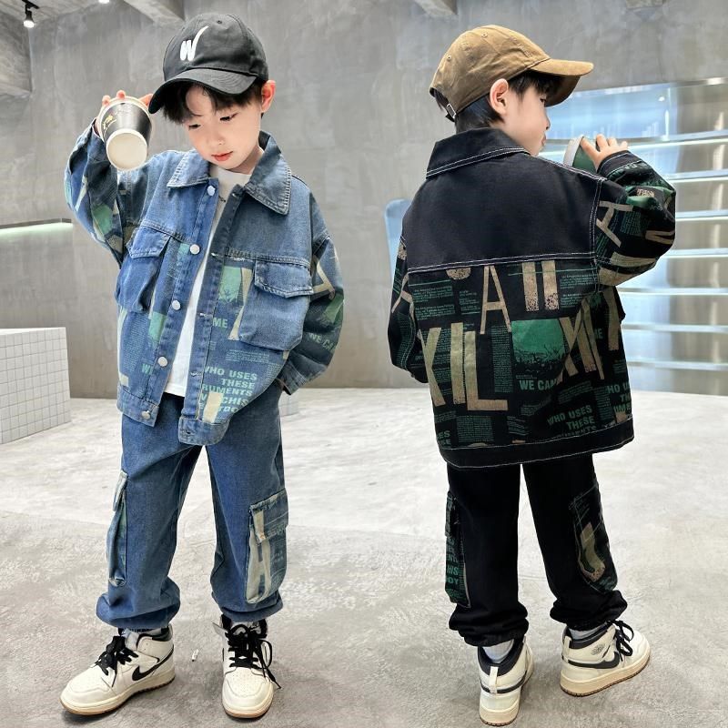 男童潮帅气时髦套装2025新款儿童牛仔两件套春秋装男宝一套搭配潮,童装/婴儿装/亲子装,套装,淘宝优惠券,粉丝福利购,淘宝优惠卷