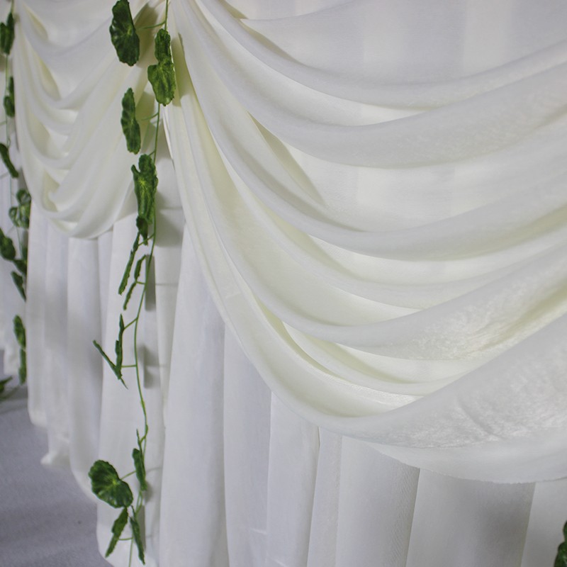 婚礼桌围签到台布纱幔桌布香槟塔烛台桌围婚庆纱幔迎宾区桌台纱幔