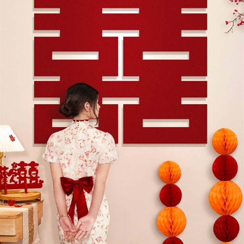 大喜字立体领证订婚道具喜子w结婚拍照背景墙专用新婚房间布置装