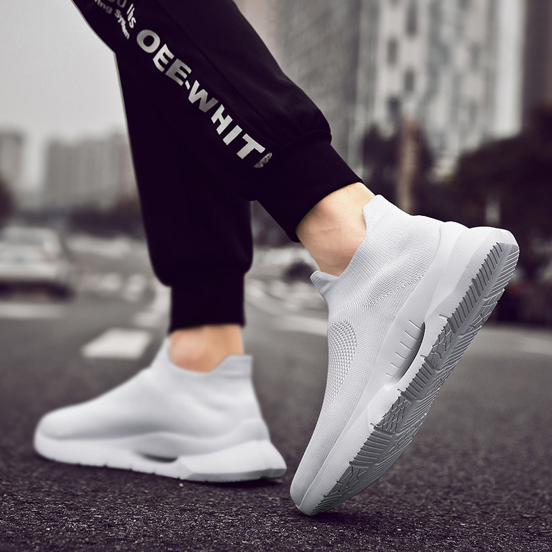 一脚蹬全黑色男鞋无鞋带网布休闲鞋不系鞋带运动鞋没有鞋带的鞋子