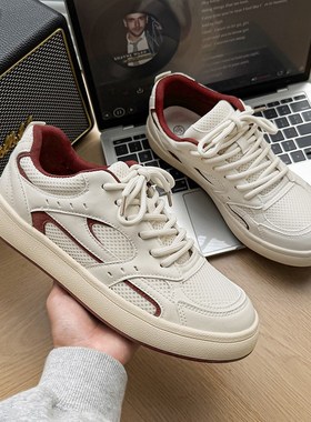 网面透气板鞋男日系韩版潮流百搭男生个性灰色休闲鞋新款潮男鞋子