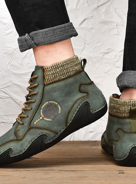 马丁靴男夏季透气高帮p英伦风低帮靴子J中帮春季男士短靴工装鞋