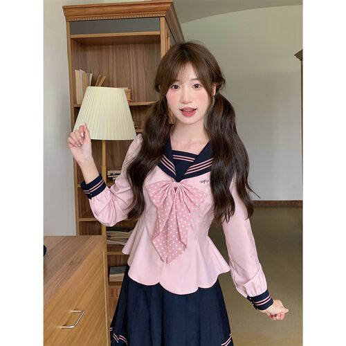 东京岁时记jk粉撞n绀水手服小个子学院风学生制服绀色半裙制服套