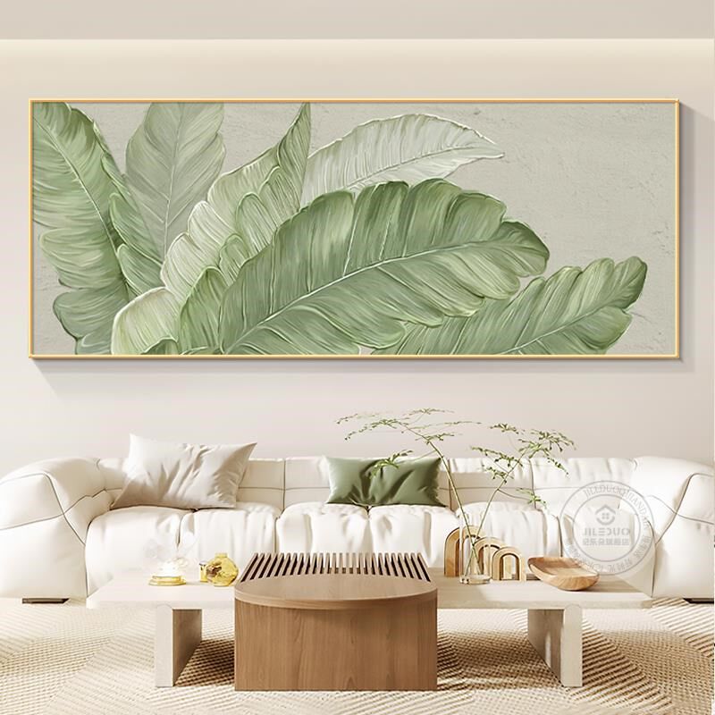 网红家大业大沙现背墙装饰白画代简约厅景客大发墙挂画油风奶横版