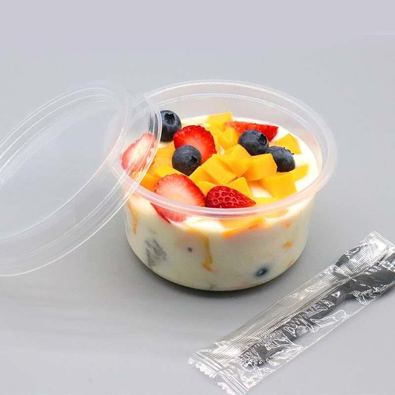 水果捞打包盒子商用冰粉碗带盖圆形芋圆甜品烧仙西米露餐盒