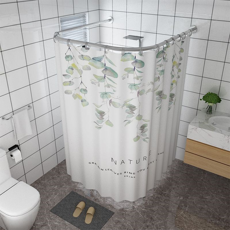 浴室弧形浴帘杆l形浴帘套装免打孔u形卫生间淋浴杆防水伸缩隔断帘