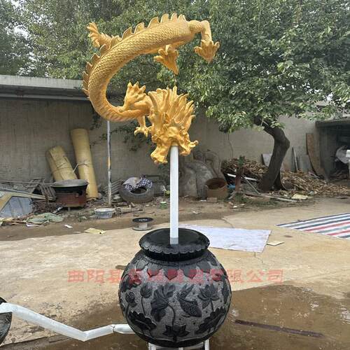 玻璃钢龙雕塑悬空流水p龙摆件仿真龙  古镇火锅店开业美陈装饰摆