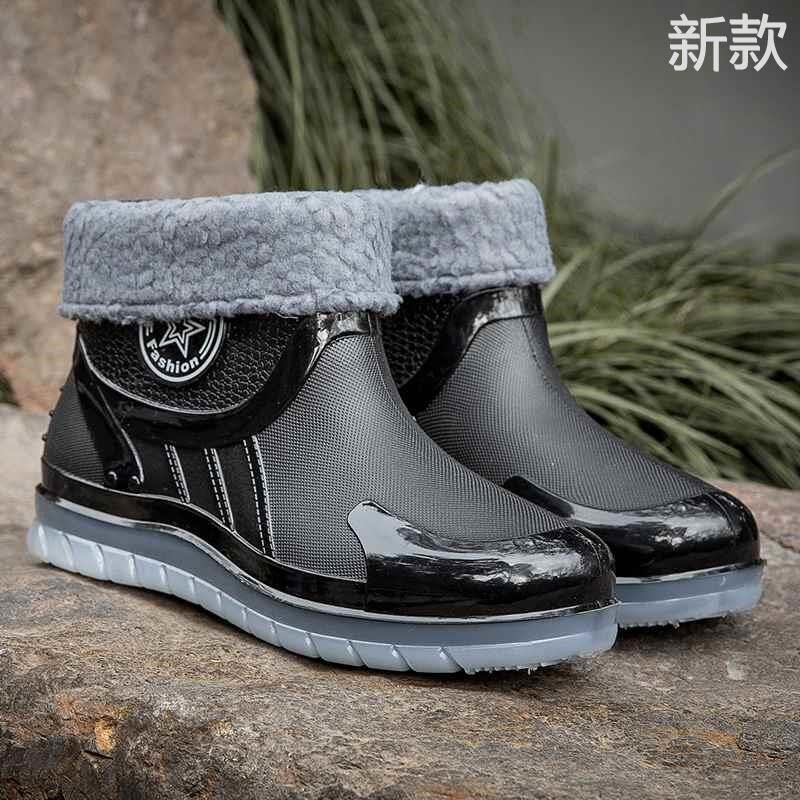 水靴保暖套鞋中低筒晴雨鞋学生工作男防水鞋男雨鞋男雨靴胶鞋新款