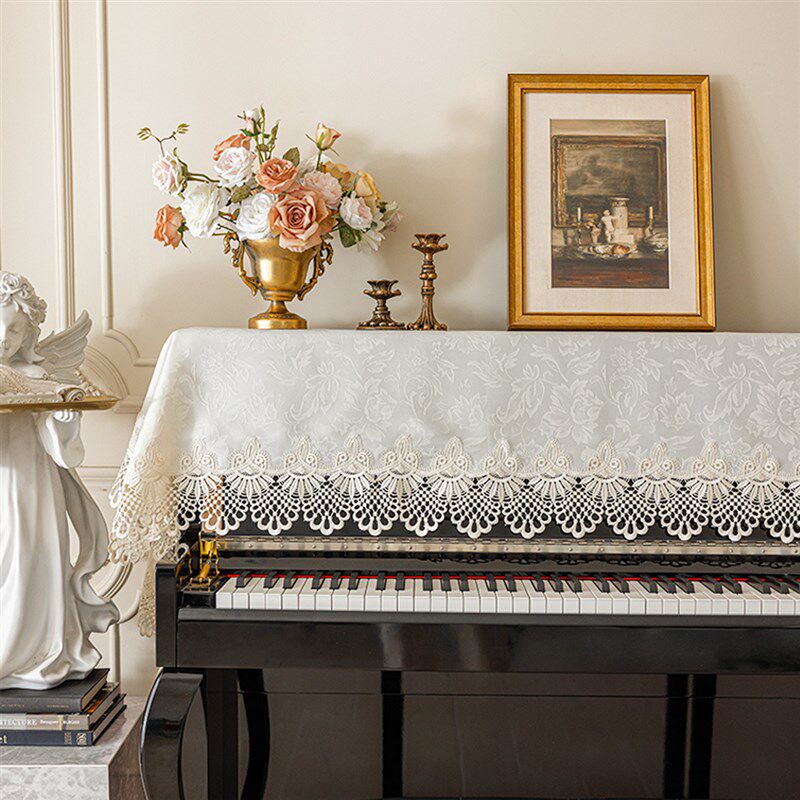 欧式钢琴防尘罩蕾丝布艺防尘盖布法式钢琴罩田园风钢琴盖巾防尘罩