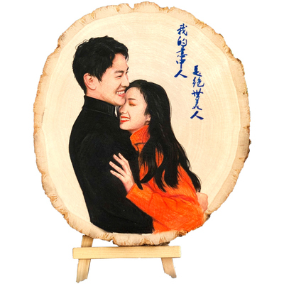 素描彩铅木刻画定制手绘人物肖像画情侣照片diy画木板画生日礼品