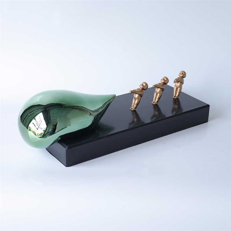 现代抽象艺术装饰摆件拉气球雕塑工艺品售楼处样板间客厅软装饰品