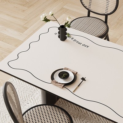 高级感奶油风桌布防水防油免洗防烫简约现代皮革桌垫餐桌垫茶几布