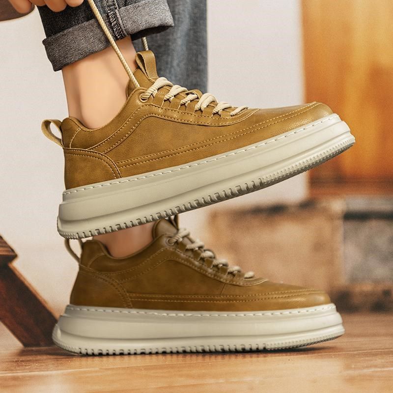 皮鞋男款2024新款年轻人高级感休闲风英伦风男鞋秋冬款厚底板鞋男