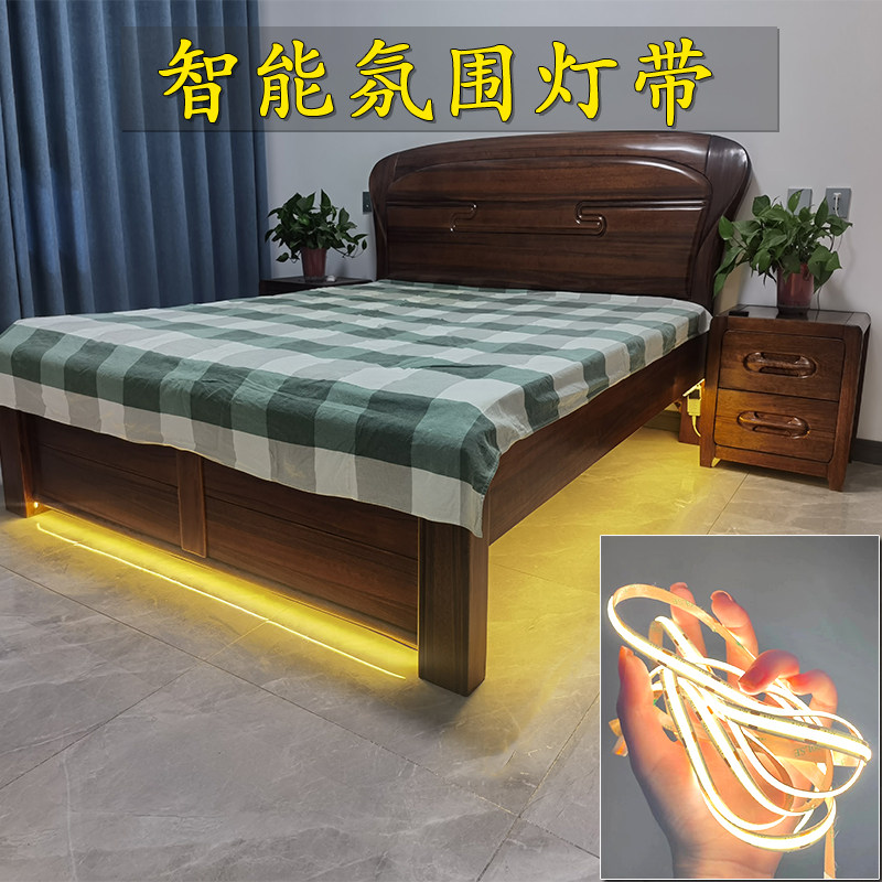 牀头感应灯卧室牀底装饰气氛灯条低压镜柜电视背景T墙自粘LED灯带