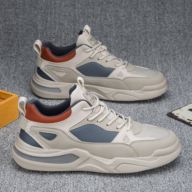 男鞋秋冬季皮面防水旅游鞋男士软底轻便老爹运动鞋男款百搭潮加绒